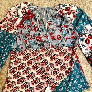 Cute Boho blouse with tie tassel